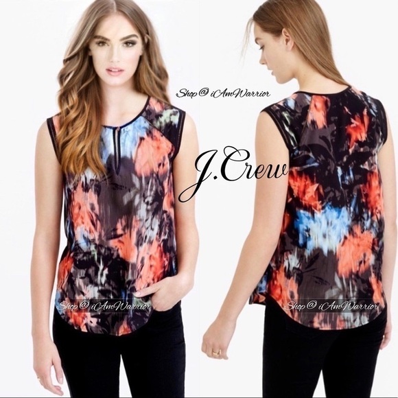J.Crew sleeveless silk abstract watercolor top *shop@iamwarrior - Picture 1 of 9